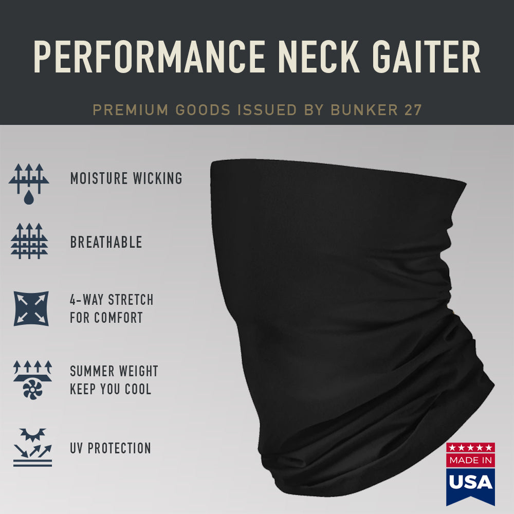 Black Summer Weight Neck Gaiter - Made in USA