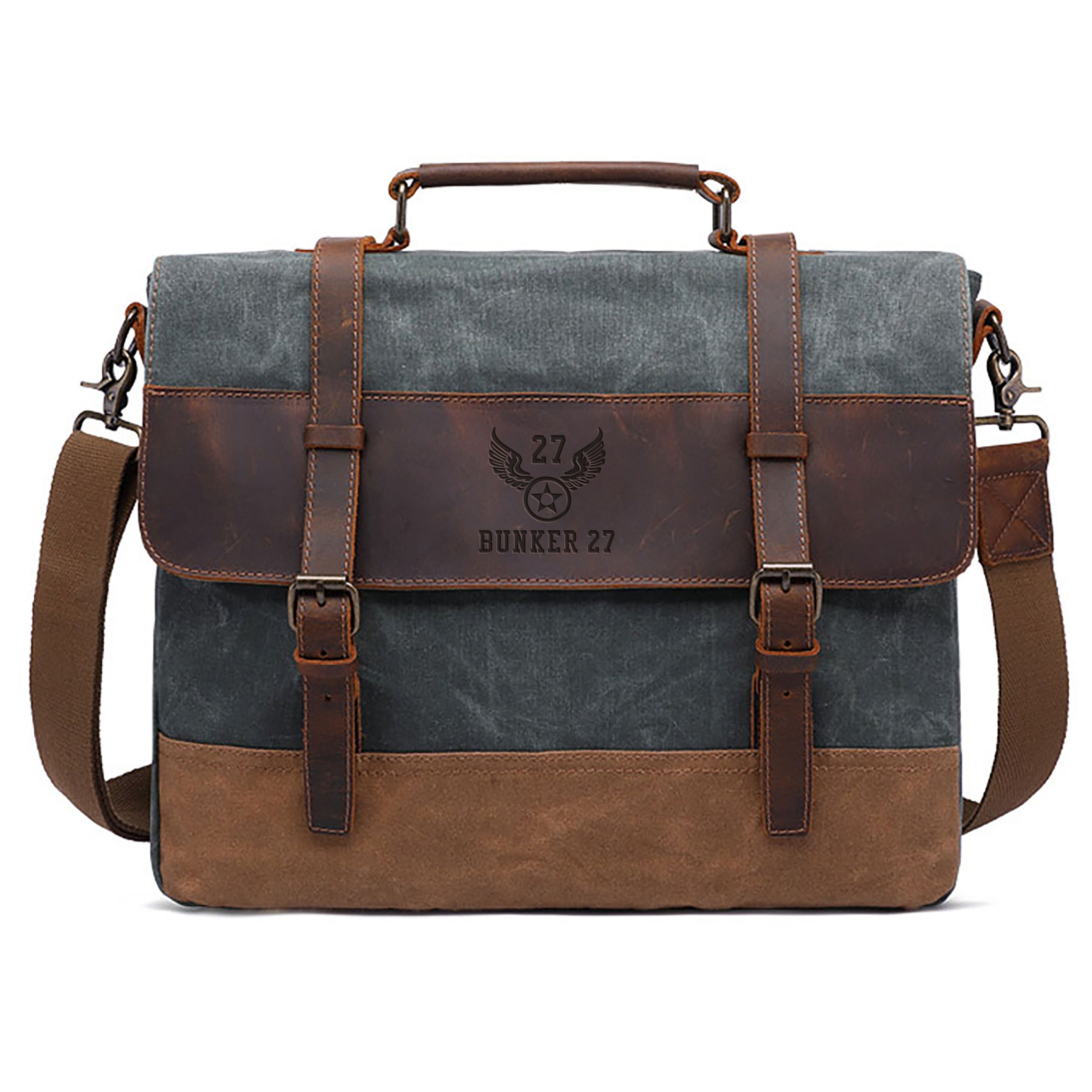 Amazon.com: Leather Canvas Messenger Bag for Men,15.6 inch Laptop Vintage  Satchel Business Briefcase Shoulder Bag : Clothing, Shoes & Jewelry