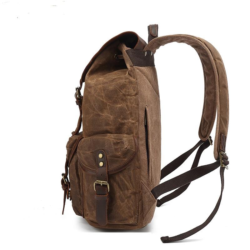 Travel Leather Waxed Canvas Backpack - BUNKER 27