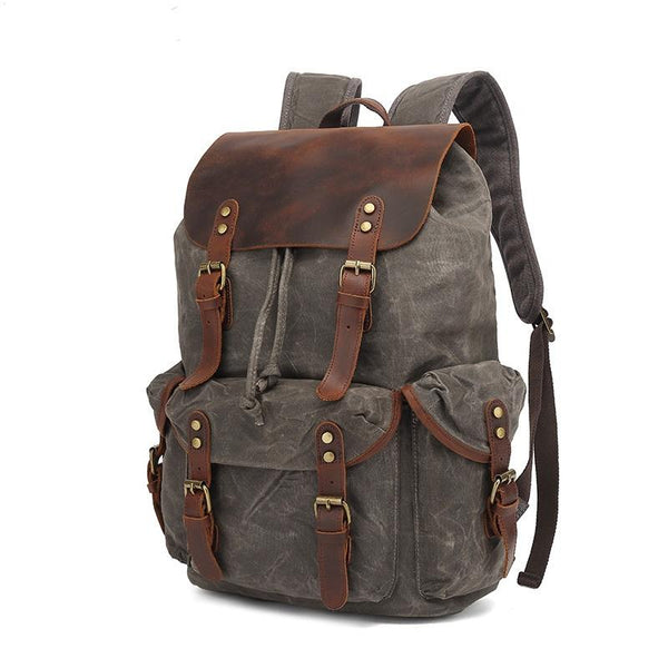 Travel Leather Waxed Canvas Backpack BUNKER 27