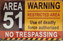 Area 51 Warning Fishing Pox Metal Signs No Soliciting Winchester
